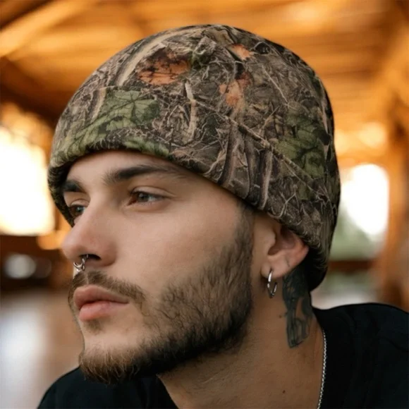 🆕Reversible High Visibility Orange & Camouflage Soft Shell Beanie - Picture 1 of 16